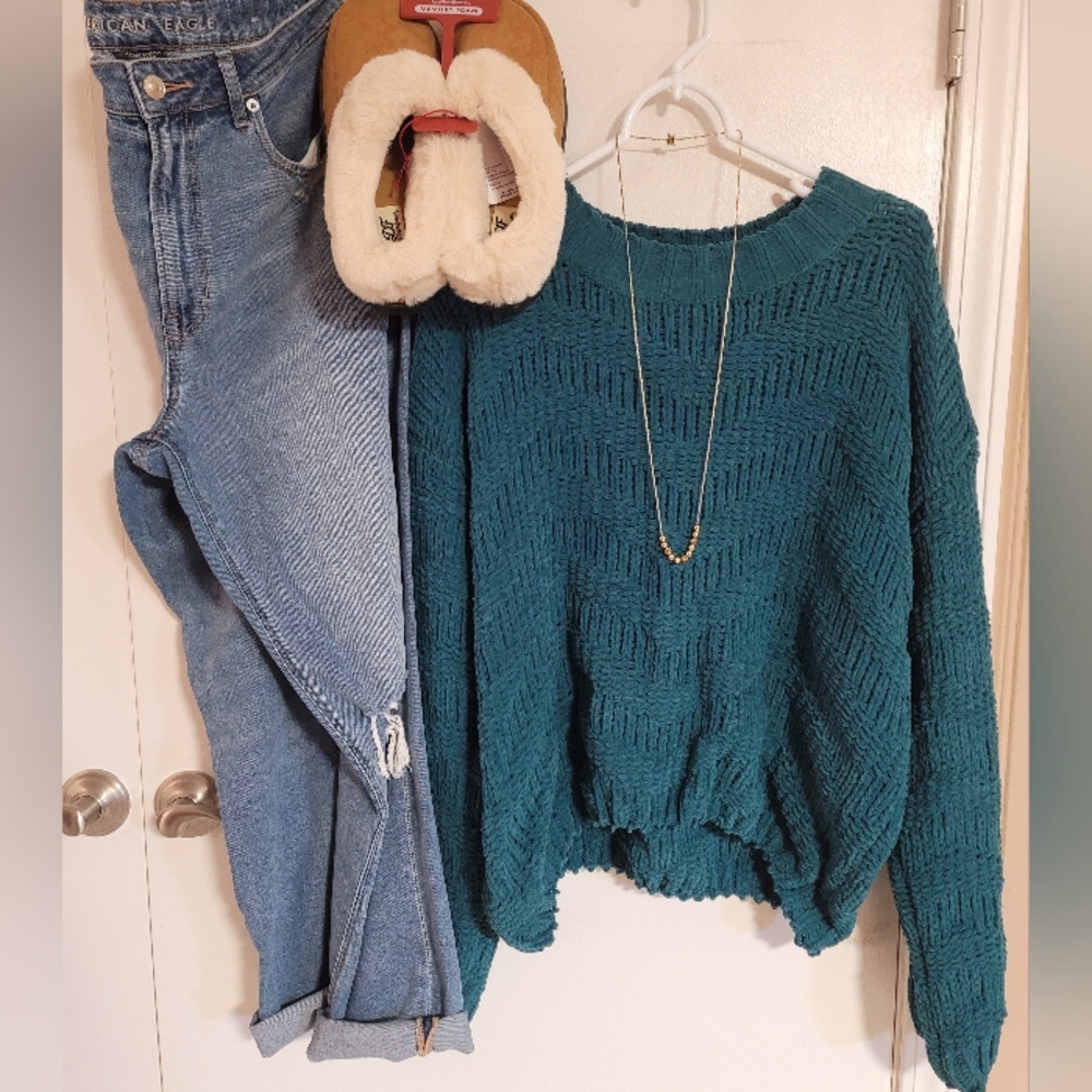 POL Teal Chenille Sweater
